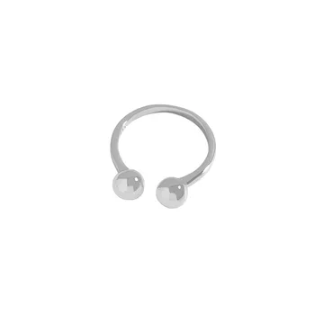 Маленький и роскошный дизайн, минималистичный и универсальный, открытое кольцо с двойной бусинкой, женское кольцо из стерлингового серебра 925 пробы