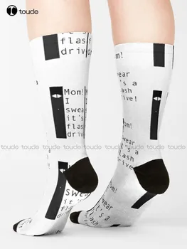 Мама, Клянусь, Это Носки с флешкой, Белые высокие носки, Мода, Творческий Досуг, Забавные Носки в стиле харадзюку, Абстрактная живопись маслом. Носки