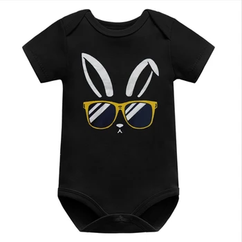 Милая Пасхальная рубашка для мальчика или девочки, футболка с заячьими ушками для детей, одежда для новорожденных, солнцезащитные очки, забавный боди