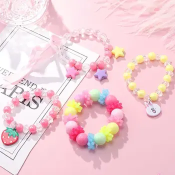 Милый мультяшный браслет со звездными бусинами, детская модная игрушка, браслет для рук принцессы, украшения для девочек, подарки на День рождения для детей