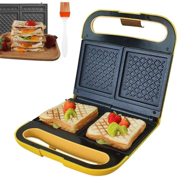 Мини Портативный бытовой многофункциональный антипригарный тостер для приготовления вафель для завтрака 3 В 1 Машина для приготовления сэндвичей