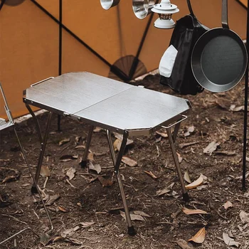 Минималистичный Переносной обеденный стол Небольшой из нержавеющей стали для пикника приготовления барбекю пеших прогулок кемпинга на открытом воздухе Складной стол