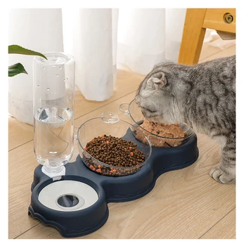 Миска для кошачьего корма 3 в 1, Автоматическая кормушка, Диспенсер для воды, Контейнер для корма для домашних собак и кошек, подставка для питья, миска для посуды