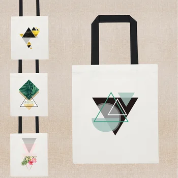 Многоразовая сумка для покупок в продуктовых магазинах, сумка для покупок с треугольным принтом, холщовая сумка-тоут, экологичная сумка для хранения, мужские и женские сумки через плечо