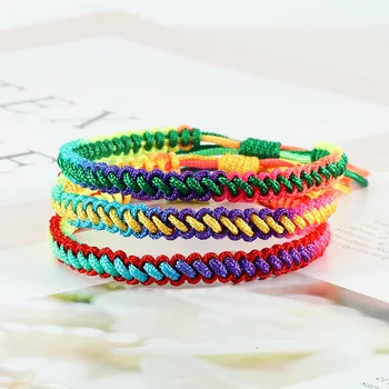 Мода ВАНГАЙЯО простая и креативная ручная плетеная веревка Haisworn Shanmeng пара браслет семицветная линия браслет