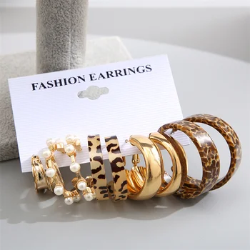 Модные винтажные акриловые серьги-кольца с леопардовым принтом в виде круга и широких колец для женщин, металлические серьги, акриловые серьги-бабочки, ювелирные изделия
