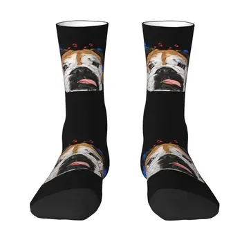 Модные носки с английским бульдогом для мужчин и женщин, теплые футбольные спортивные носки с 3D принтом для любителей собак в британском стиле