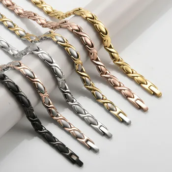 Модный магнитный браслет диаметром 6,4 мм, мужские ювелирные браслеты из нержавеющей стали, женские Браслеты для похудения, Магнитотерапия, подарок на годовщину здоровья