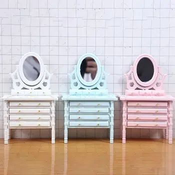Модный миниатюрный туалетный столик деревянный Мини-туалетный столик Реалистичный многоразовый туалетный столик в виде мини-кукольного домика