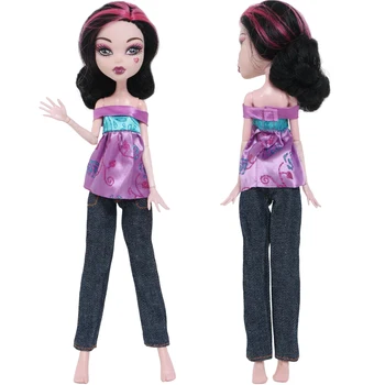 Модный прекрасный наряд Повседневная одежда Фиолетовая рубашка Черные брюки Одежда для кукол Монстр Хай Аксессуары для кукол Детские игрушки