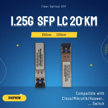 Модуль SFP 1.25G Многорежимный Дуплексный LC 20 КМ Гигабитный Модуль Приемопередатчика SFP 850 нм 1310 м, Совместимый с коммутатором Cisco/Mikrotik