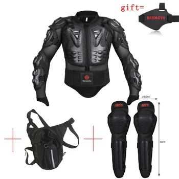 Мотоциклетная бронежилетная куртка + Мотоциклетный чехол для переключения передач, протектор для ботинок + сумка для ног для мотокросса + мото наколенники 1 комплект вместе