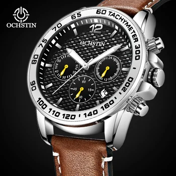 Мужские наручные часы OCHSTIN с водонепроницаемым хронографом, мужские часы в стиле милитари, бизнес, лидирующий бренд, роскошные Спортивные мужские часы из натуральной кожи 6117