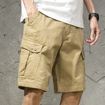 Мужские шорты однотонные Универсальные модные повседневные свободные укороченные брюки Мужские шорты повседневные с эластичной резинкой на талии