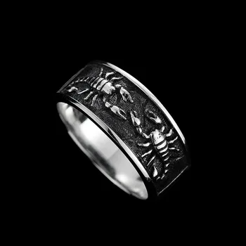 Мужское винтажное тайское серебряное кольцо в виде скорпиона, персонализированное открытое кольцо, Модное простое мужское одиночное кольцо, подарок для вечеринки, серебряные украшения