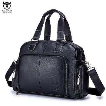 Мужской кожаный портфель BULLCAPTAIN Можно использовать для 14-дюймового ноутбука, деловой сумки через плечо, дорожных сумок для отдыха.