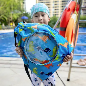Мультяшная комбинированная сумка для хранения сухих и влажных плавательных средств Водонепроницаемая пляжная сумка Рюкзак для детского снаряжения для плавания Водонепроницаемая сумка