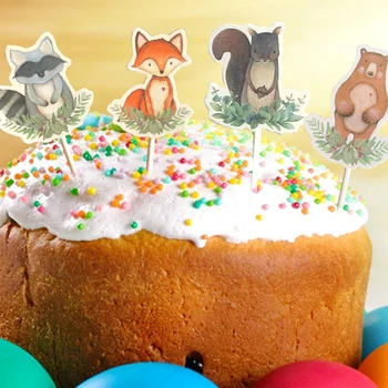 Мультяшные животные, топперы для торта, многоцелевой мини-торт, топпер для десерта, праздничный декоративный реквизит