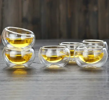 Набор чайных чашек Borui с двойными стенками, прозрачный хрустальный чайный набор кунг-фу, чашка для чая Пуэр улун, 50 мл, 6