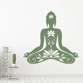 Наклейка на стену DECALYANG Yoga Lotus, Виниловая наклейка для медитации, наклейка на стену в буддийском стиле дзен, наклейка на стену в спальне, наклейка на стену Декор G-41