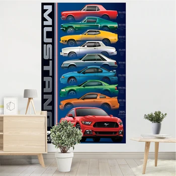 Настенное искусство в гостиной, Прикроватный плакат для украшения дома, Спортивный гобелен Ford Mustang Rtr