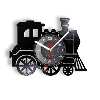 Настенные часы с лонгплеем Steam Train, старые паровые двигатели, ретро виниловые пластинки, настенные часы, Подвесной декор на стену в стимпанк-индустриальном стиле