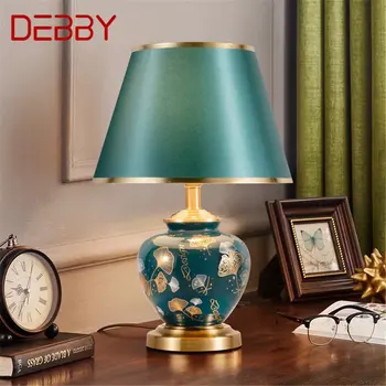 Настольная лампа DEBBY Modern Green Ceramics с креативным затемнением, модный декор для дома, гостиной, спальни