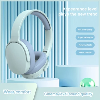 Наушники Bluetooth над ухом, стереогарнитура Hi-FI, беспроводные игровые наушники с тяжелыми басами, музыкальный плеер TF/ AUX с микрофоном/радио в подарок