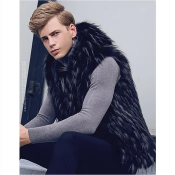Новая зимняя мужская шуба из искусственного меха, кардиган без рукавов, роскошные топы высокого класса, теплый жилет оверсайз, кожаная куртка