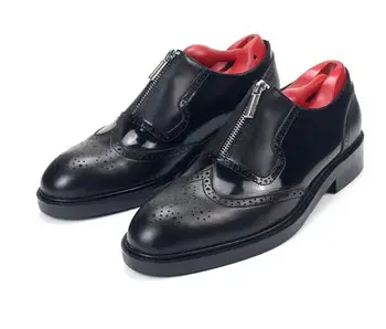 Новое поступление деловой обуви, мужские модельные туфли brugue, классические черные мужские туфли с резной застежкой-молнией