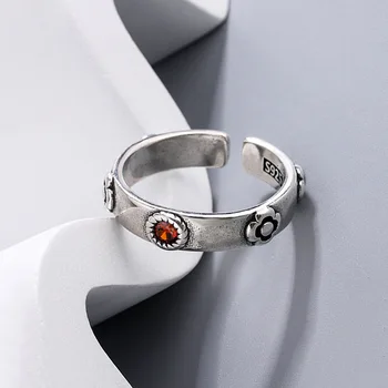 Новое поступление Модный Цветок Блестящий Кристалл Тайское Серебряное Женское кольцо для вечеринок Для женщин Ювелирные изделия Рождественские Подарки Не выцветает