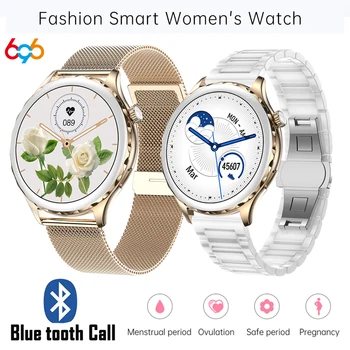 Новые 1,32-дюймовые женские смарт-часы Blue Tooth Call Smartwatch 2023 Оригинальные женские часы для занятий спортом, фитнесом, сердечным ритмом, Водонепроницаемый браслет