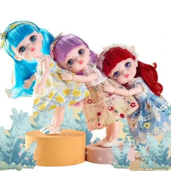 Новые куклы Bjd для девочек с 23 подвижными суставами, мультяшный цвет лица, Глазное яблоко, Модная кукла Принцесса, сменная одежда, Игрушка для девочек в подарок 1/8