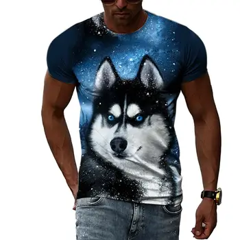 Новые летние модные футболки с изображением волка, повседневные футболки с принтом в стиле хип-хоп, топы с круглым вырезом и короткими рукавами в стиле хип-хоп.