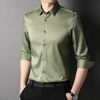 Новые модные брендовые однотонные Роскошные дизайнерские рубашки 2023 года, мужская приталенная рубашка с длинным рукавом, Классическая повседневная мужская одежда