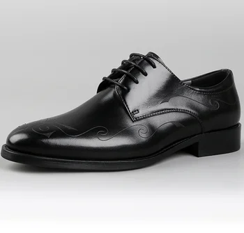 Новые мужские кожаные туфли с заостренными носками, классические туфли с принтом в стиле ретро, кожаные туфли в деловом стиле, тонкие кожаные туфли