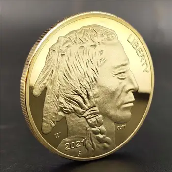 Новые Памятные Монеты США 2021 Года Весом 1 УНЦИЯ Из Чистого Золота 999 Пробы Liberty Indian/Buffalo Challenge Коллекционный Сувенир Подарок Дропшиппинг