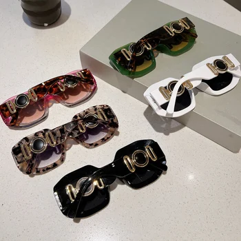 Новые полигональные женские модные роскошные солнцезащитные очки с антибликовым покрытием, Великолепная прямоугольная защита солнцезащитных очков в ретро-стиле с большой оправой от ультрафиолета