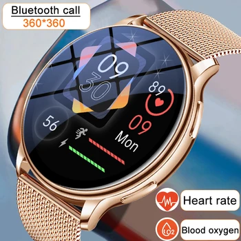 Новые умные часы 360*360, женские часы для звонков по Bluetooth, мужские фитнес-упражнения, определение частоты сердечных сокращений, температуры тела Для Android IOS