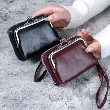 Новый женский модный короткий кошелек, портмоне с ремешком на запястье, сумка с зажимом для монет большой емкости, кошелек с несколькими отделениями для карт, держатель для карт