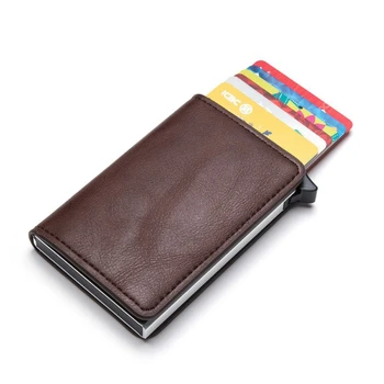 Новый кошелек с держателем кредитной карты для мужчин и женщин, металлические RFID-винтажные алюминиевые кошельки с RFID-картами, чехол для банковских карт из искусственной кожи, удостоверение личности