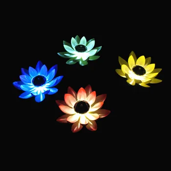 Новый светодиодный цветочный светильник на солнечной энергии в форме Лотоса, водонепроницаемый Плавающий Фонтан, Пруд, Садовый бассейн, светодиодный ночник, Солнечный свет для бассейна