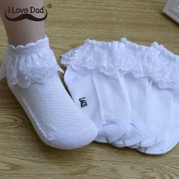 Носки для маленьких девочек с кружевными оборками, однотонные короткие носки в сетку принцессы, Белые, Розовые, синие, для малышей, Мягкий хлопок, Sokken Meias