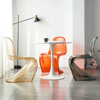 Обеденные стулья Скандинавский Дизайн Акриловый Прозрачный Стул S Типа Мебель для гостиной Кухня Высокие Барные стулья Спинка Туалетный столик