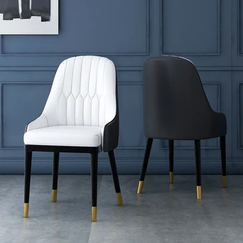 Обеденные стулья современного дизайна, роскошный офисный Металлический обеденный стул белого цвета, минималистичные Кожаные шезлонги, мебель для балкона