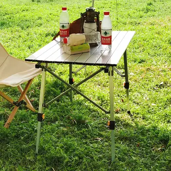 Облегченный Портативный складной стол для кемпинга, стол для пикника, алюминиевый стол с регулируемой высотой, сверхлегкий из алюминиевого сплава с сумкой для переноски