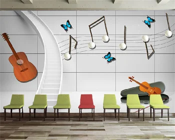 Обои Papel de parede на заказ модная музыка гитарная тема гостиная фон комнаты украшение стен живопись фреска behang