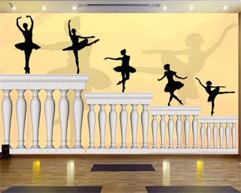 Обои Papel de parede на заказ с изображением танцевальной студии, балета, студии йоги, декоративной росписи на заднем плане, настенной росписи