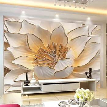 Обои wellyu на заказ, 3d современный минималистичный цветочный рельеф, ТВ-фон, гостиная, спальня, фоновые обои