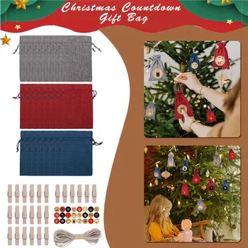 Обратный отсчет дней украшения своими руками, подвесные Рождественские 24 Календари, пакеты, оберточная бумага для больших подарков, Рождественская объемная Рождественская упаковка